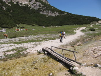 Woman standing on mountain landscape