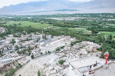 High angle view of landscape against sky