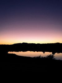 Scenic view of silhouette landscape against clear sky at sunset