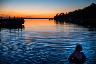 Silhouette of people at sunset