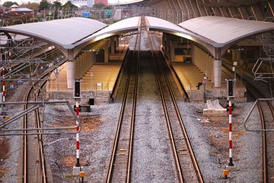 High angle view of railroad tracks ,tran station