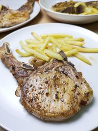 High angle view of food served in plate