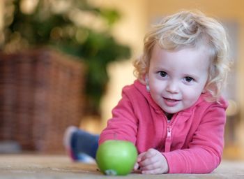 Close-up portrait of cute baby girl