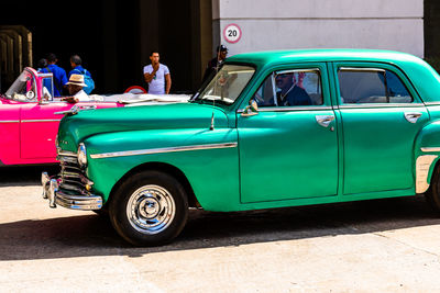 Vintage car on street