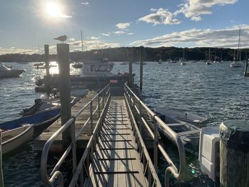 Panoramic view of pier over sea against sky