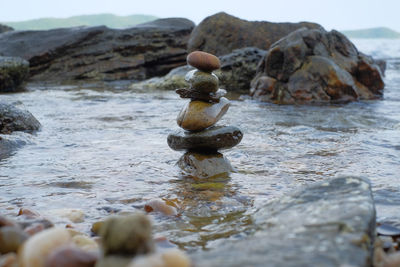 Stack of stones in sea