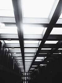 Low angle view of illuminated ceiling