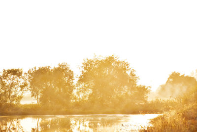 Scenic view of lake against clear sky