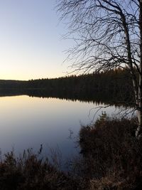 Scenic view of lake against clear sky