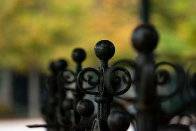 Close-up of rusty metal railing