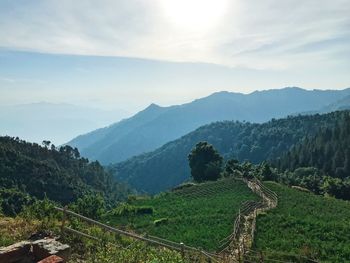 Scenic view of mountains against sky