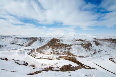 Scenic view of snow covered landscape