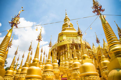 Low angle view of temple against building