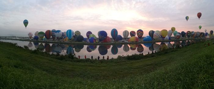 View of hot air balloon against sky