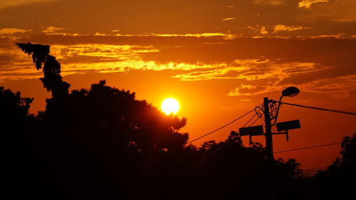 Silhouette trees against sky during sunset