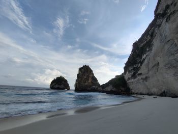 Scenic view of beach against sky