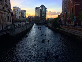 View of city at sunset