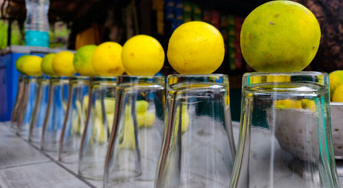 Close-up of fruits on table