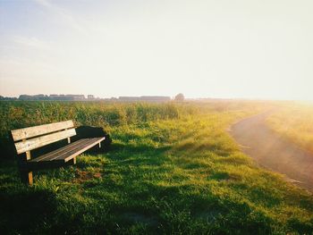 Scenic view of grassy field against sky