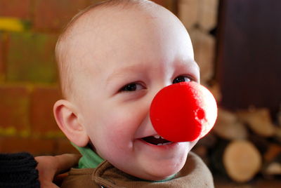 Close-up portrait of a funny baby boy