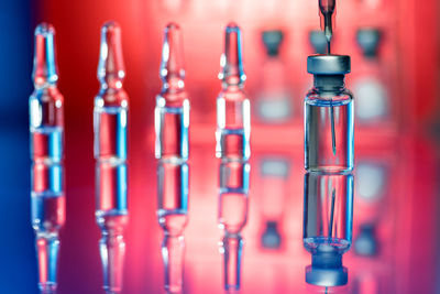 Close-up of glass bottles