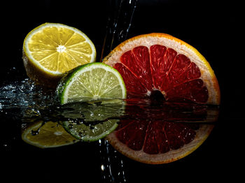 Close-up of drink against black background