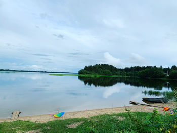 Scenic view of lake against sky