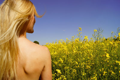 Close-up of woman holding yellow flowers