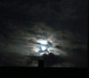 Low angle view of silhouette moon against sky at night