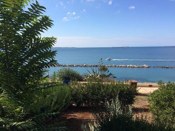 Scenic view of sea against clear sky