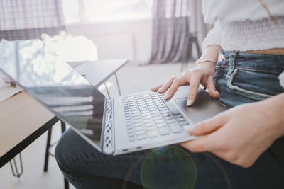 Business woman working with computer at the home office