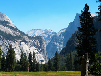 Scenic view of yosemite against clear sky