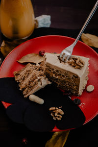 Close-up of dessert in plate on table