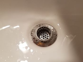 High angle view of water in bathroom