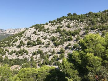 Scenic view of mountains against clear sky