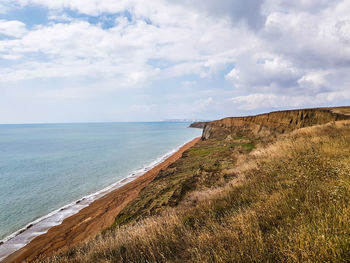 Scenic view of beach against sky