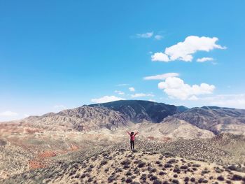 Tourists on mountain landscape