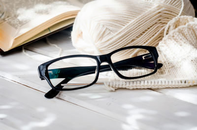 High angle view of sunglasses on table