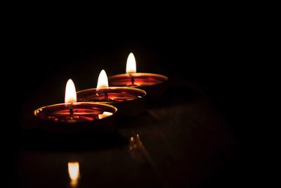 Close-up of illuminated candle