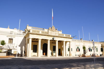 Historical building against clear blue sky