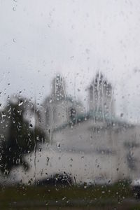 Close-up of water drops on glass window