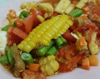 Close-up of salad served in plate