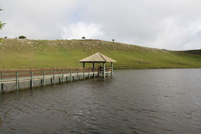 Scenic view of lake against sky