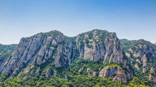 Low angle view of mountain against clear sky