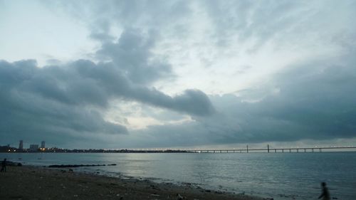 Scenic view of sea against cloudy sky