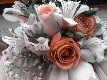 High angle view of rose bouquet