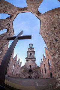 Low angle view of aegidienkirche church against sky