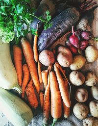 High angle view of vegetables