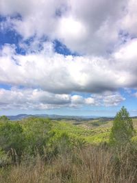 Scenic view of landscape against cloudy sky