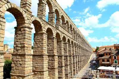 Low angle view of old building against sky